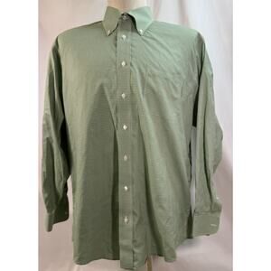 Nordstrom Smartcare Button Down Dress Shirt Men's Size‎ M Green Checkered Cotton